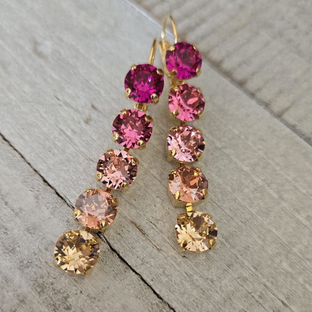 Austrian Crystal Earrings in Gold - Picture 7 of 9